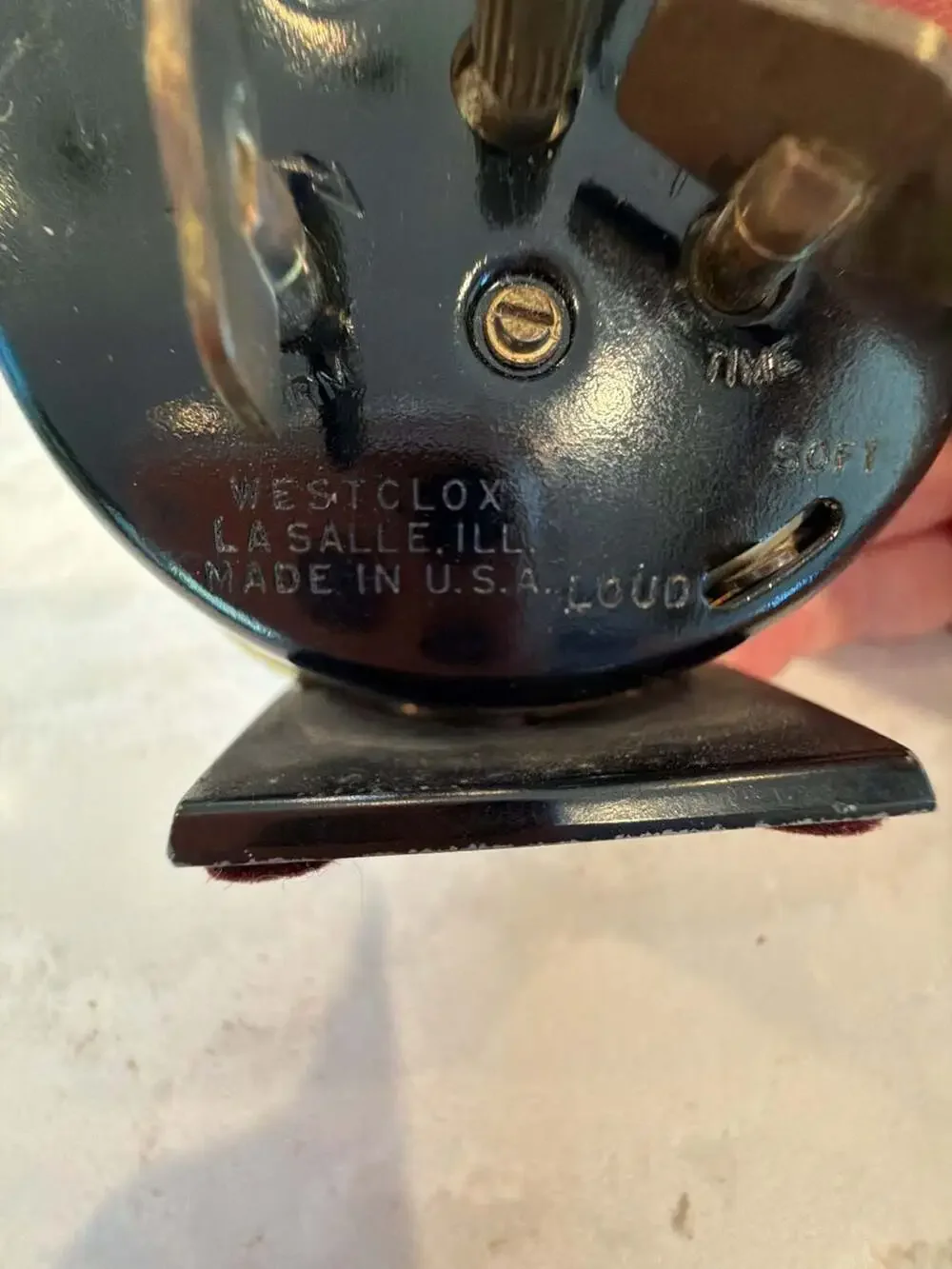 Vintage Westclox Baby Ben Wind-Up Alarm Clock with White Face and Gold-Tone Beze